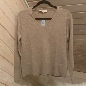 NWT ANN TAYLOR LOFT Tan Long Sleeve Petite Sweater
